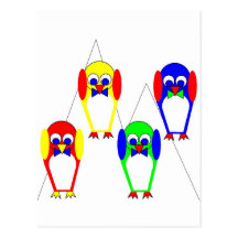 4 Penguins on the South Pole Post Card