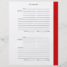 4 per Page - Red 2-sided Recipe Pages Personalised Flyer