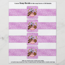4 per sheet Bar Soap Bands Baby Girl Paper Favours Custom Flyer