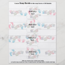 4 per sheet Bar Soap Bands Baby Shower Paper Favou Flyer