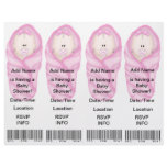 4  Pink Baby Shower Invitations - Bookmark Favors Flyer