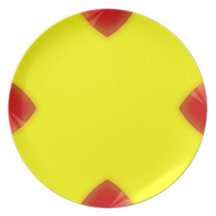 4 Point Red Chrome Wedge Dinner Plate