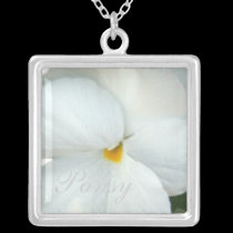 4 Pure White Pansy necklaces