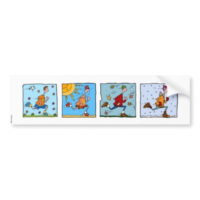4 season runner man bumper stickers by cfkaatje