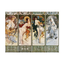 4 seasons A. Mucha Postcard