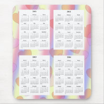 4 Year calendar on Pastel Hearts Design Backgrd. Mousepad