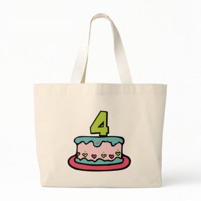 4 Year Old Birthday Cake Tote Bags by Birthday_Bash