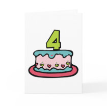 4 Year Old Birthday Cake Card