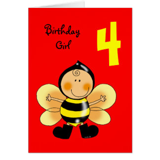 4 Years Old Girl Birthday Cards, Photo Card Templates, Invitations &amp; More