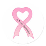 4 Year Survivor Pink Ribbon Sticker