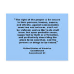 4th Amendment on Tshirts, Keychains, Mugs Postcard