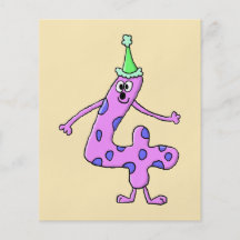 4th Birthday Cartoon Character. Personalised Flyer
