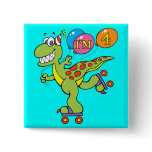 4th Birthday Dinosaur Button
