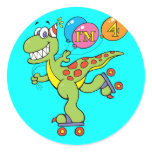 4th Birthday Dinosaur Stickers
