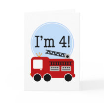 4th Birthday Fire Truck Cards