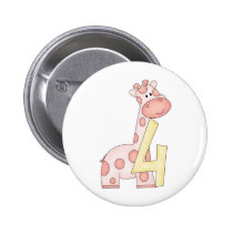 4th Birthday Giraffe buttons