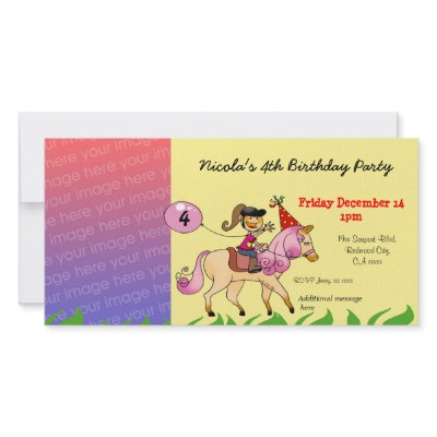 4th birthday girl party invitations (pink pony) by jsoh