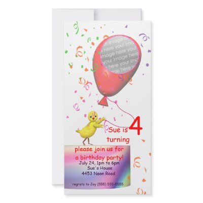 4th Birthday Party Chicken Invite Red Balloon by xfinity7