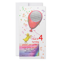4th Birthday Party Chicken Invite Red Balloon