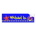 4th Birthday Party Red Smiley Star Decoration Bumper Sticker