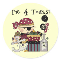 4th Birthday Pirate Tshirts and Gifts Sticker