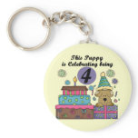 4th Birthday Puppy T-shirts and Gifts Keychains