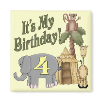 4th Birthday Safari Fridge Magnets