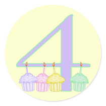 4th Birthday Round Sticker
