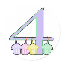 4th Birthday Round Stickers