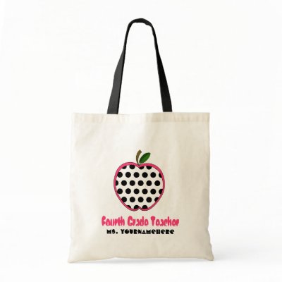 4th Grade Teacher Bag - Polka Dot Apple by thepinkschoolhouse