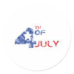 4th July - Independence Day - 4th July Grunge Round Stickers