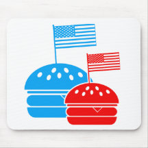 4th July - Independence Day - American Flag Burger Mousepad