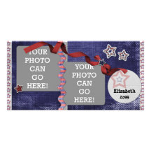 4th July USA American Patriotic Stars Designer Customised Photo Card