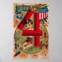 4th of July - 1908 Vintage Art Poster