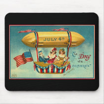 4th of July - Airship - Vintage art Mouse Mats