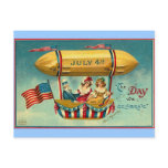 4th of July - Airship - Vintage art postcards