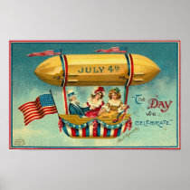4th of July - Airship - Vintage Art Poster