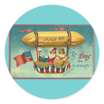 4th of July - Airship - Vintage art Sticker