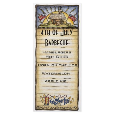 4th of July barbecue menu Rack Card Template by doodles_daddles