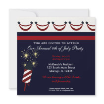 4th of July BBQ Party Custom Invite