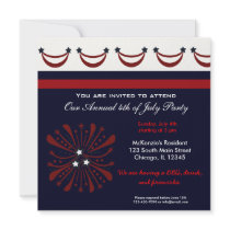 4th of July BBQ Party Custom Invitation