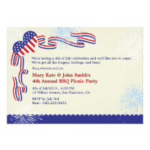 4th of July BBQ Picnic Invitation Party