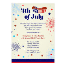 4th of July BBQ Picnic Invitation Party