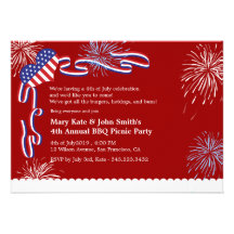4th of July BBQ Picnic Invitation Party