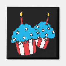4th Of July Cupcakes Fridge Magnets