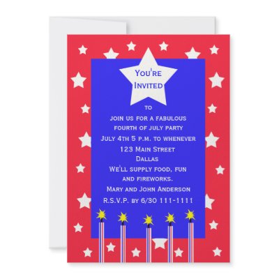 4th of July Firework and Stars Party Invitation by henishouseofpaper