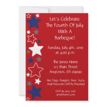 4th Of July Invitation (Red White And Blue Stars)