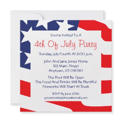 4th Of July Invitations (American Flag Background) by WindyCityStationery