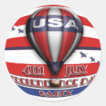 4th of July party  Round Stickers