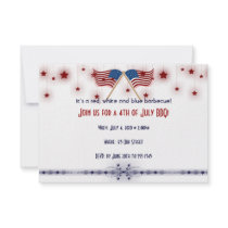 4th of July Patriotic US Flags and Stars Invitation